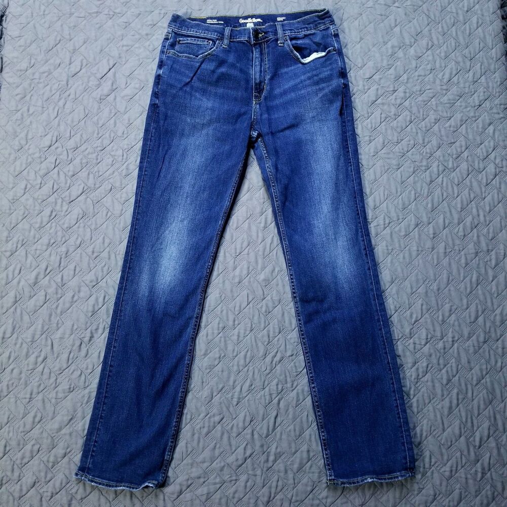 Goodfellow Co Jeans Mens 32X34 Blue Slim Straight Total Flex Dark American Denim